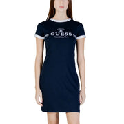 Navy blue Guess California T-shirt dress with white trim on collar cuffs