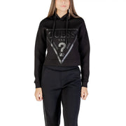 Black Guess cropped hoodie with prominent triangular logo for Guess Active Women Beige Sweatshirt