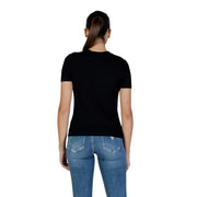 Guess Active women black cotton short-sleeved t shirt with crew neck for casual active wear