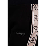 Black Guess active women cotton trousers with cream side stripe featuring black interlocking logo patterns for fall winter