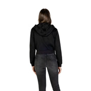 Guess Active women black cropped hoodie with hood long sleeves made of soft fabric for fall winter use