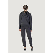 Black Guess Active women long hooded zip sweatshirt and matching jogger pants set in comfortable fabric