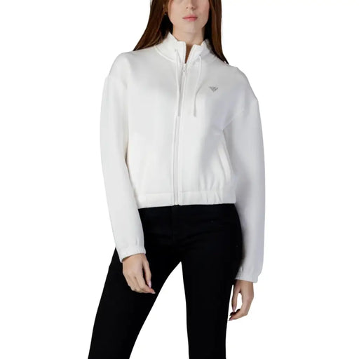 Guess Active Veste blanche zippée avec logo brodé sur la poitrine