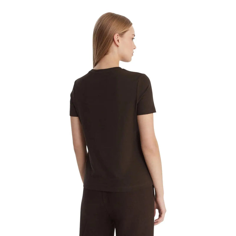 Guess active women brown cotton tracey t shirt short sleeve in sleek dark brown with round neckline and smooth fabric