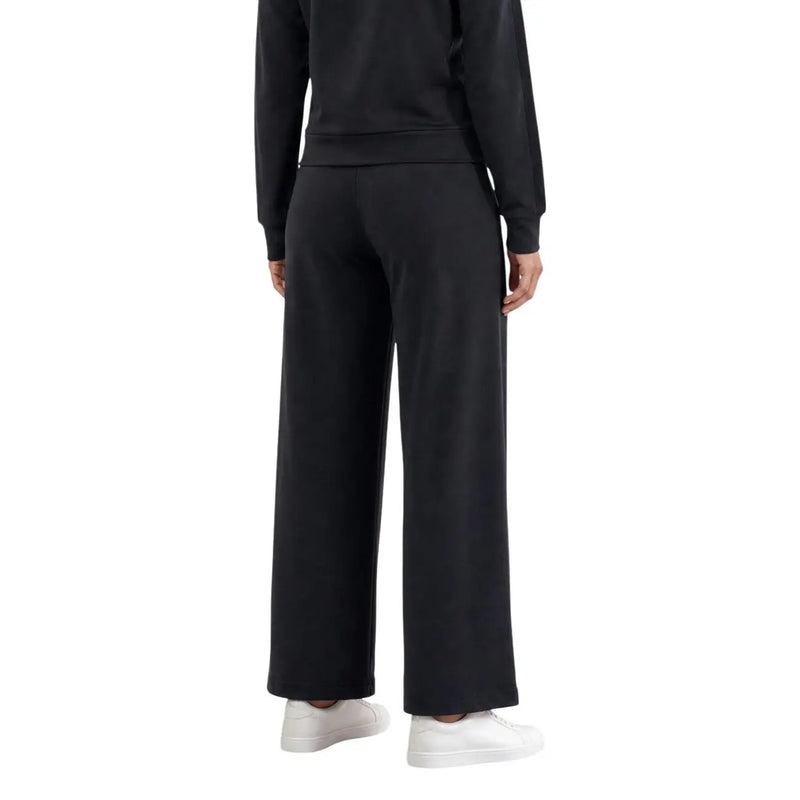 Guess Active women lyra straight pant black trousers are wide-leg sweatpants with a relaxed fit and ribbed waistband