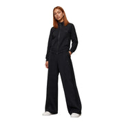 Black Guess Active women Lyra straight pant trousers paired with a matching zip-up track jacket with subtle logo