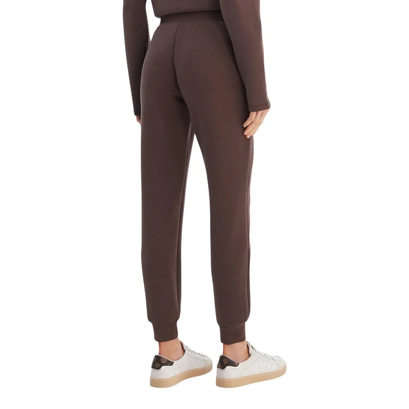 Guess Active women olympe long pants brown joggers with sleek tapered fit ribbed cuffs made of modal blend fabric