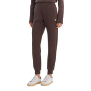 Guess Active women olympe long brown jogger pants in soft stretchy modal blend fabric with subtle triangular logo on thigh