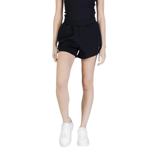 Guess Active black athletic womens shorts with drawstring waistband and side pockets