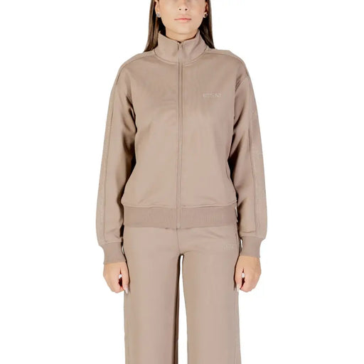 Guess Active womens beige turtleneck zip sweatshirt with matching pants