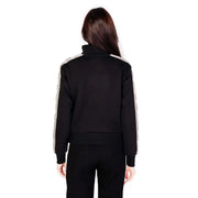 Guess Active women’s black zip sweatshirt with white patterned stripes on sleeves made of 100% cotton