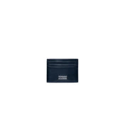 Black leather Guess card holder with silver logo and stitched edges from the fall winter collection 7.5x10 cm
