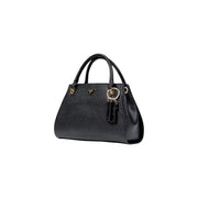 Guess black polyurethane handbag with textured leather and gold-tone hardware featuring a shoulder strap