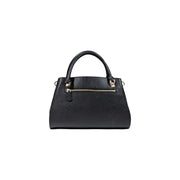 Guess black polyurethane handbag with textured finish, gold-tone zipper and shoulder strap