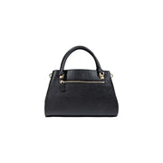 Guess black polyurethane handbag with textured surface gold-tone zipper and hardware with shoulder strap