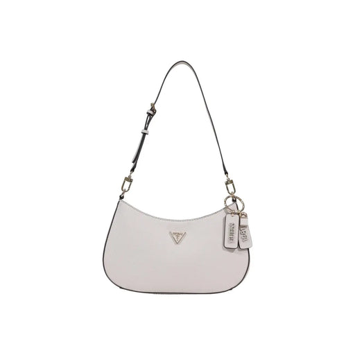 Sleek light gray Guess shoulder bag with textured surface and silver hardware