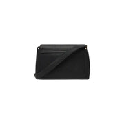 Guess black polyurethane shoulder bag featuring a black textured leather crossbody design with an inside pocket