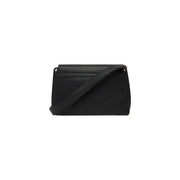 Guess black polyurethane shoulder bag featuring a black textured leather crossbody design with an inside pocket