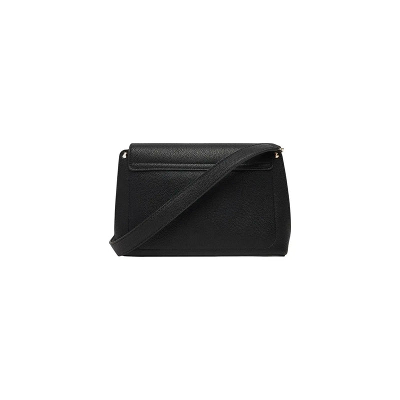 Guess black polyurethane shoulder bag featuring a black textured leather crossbody design with an inside pocket