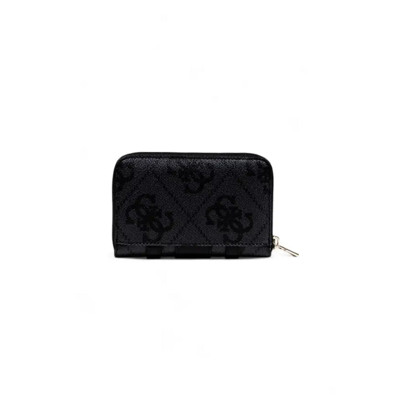 Guess Black Zip Wallet with Textured Pattern and Zipper