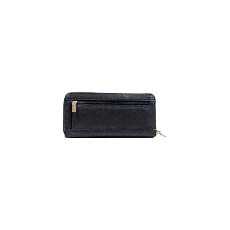 Guess Black zip wallet with textured design and gold-tone pulls