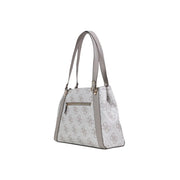 White guess polyurethane handbag with gray monogram pattern and matching gray leather straps 38x25x13 cm