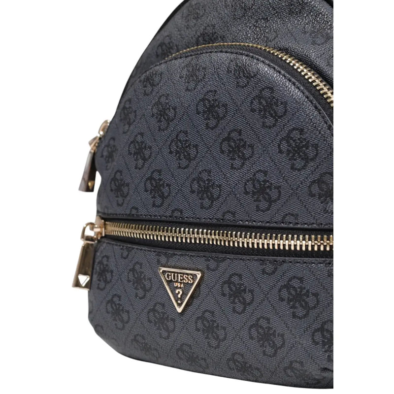 Guess Grey Polyurethane Backpack with Zip Pockets