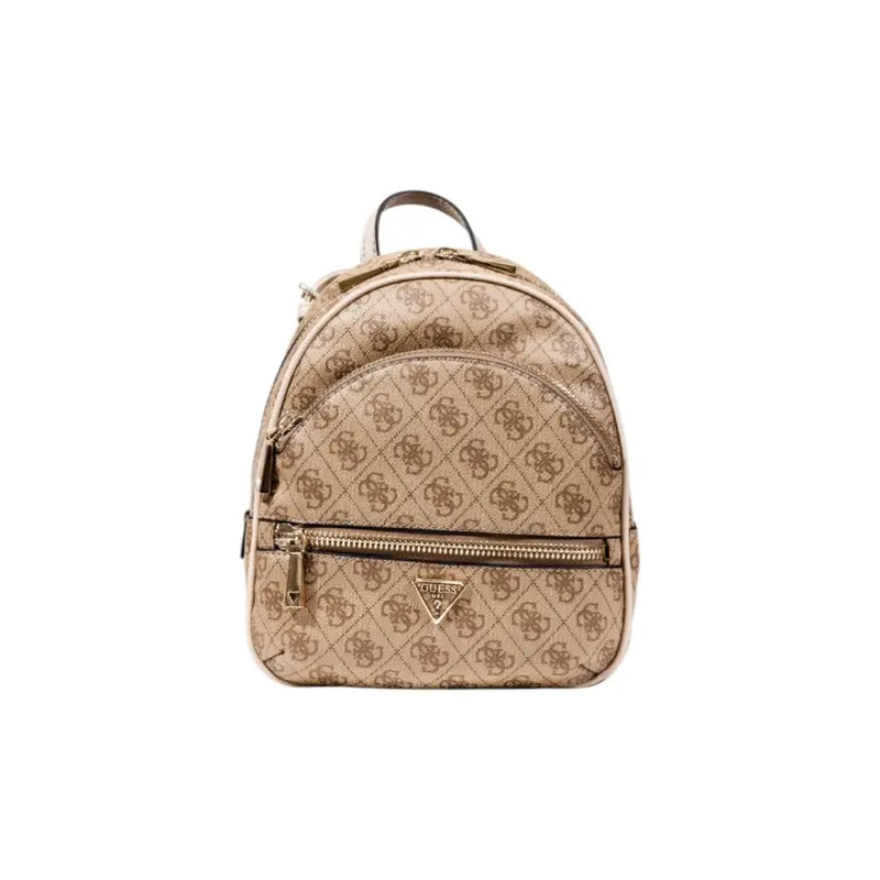Guess Sac à dos en polyuréthane gris avec logo beige répété et finitions dorées