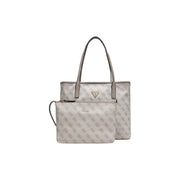 Guess Grey Print Polyurethane Tote Bag with Monogram Pattern