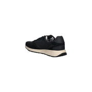 Guess men black sporty slip on sneakers in black suede with cream midsole and black rubber outsole