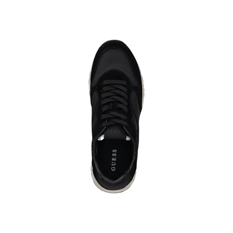 Guess men black sporty slip on sneakers featuring sleek modern design with suede and synthetic overlays