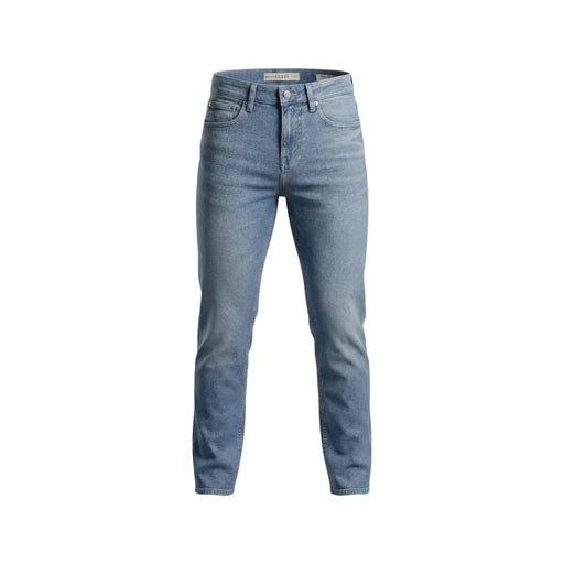 Guess men jeans blue cotton stretch light-wash denim with slim-fit cut and classic five-pocket design