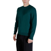Guess men knitwear green long sleeve crewneck sweater made of viscose blend for casual and formal wear