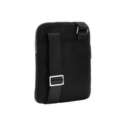 Guess men milano bumbag black nylon crossbody bag with silver metal hardware and adjustable strap in polyester