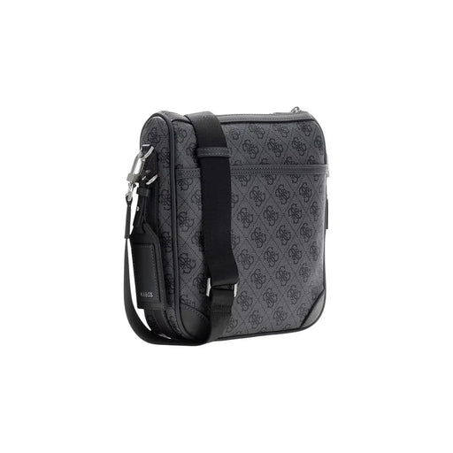 Motifs noirs et gris Guess Sac bandoulière homme Milano en similicuir avec logo répété, largeur 22 cm