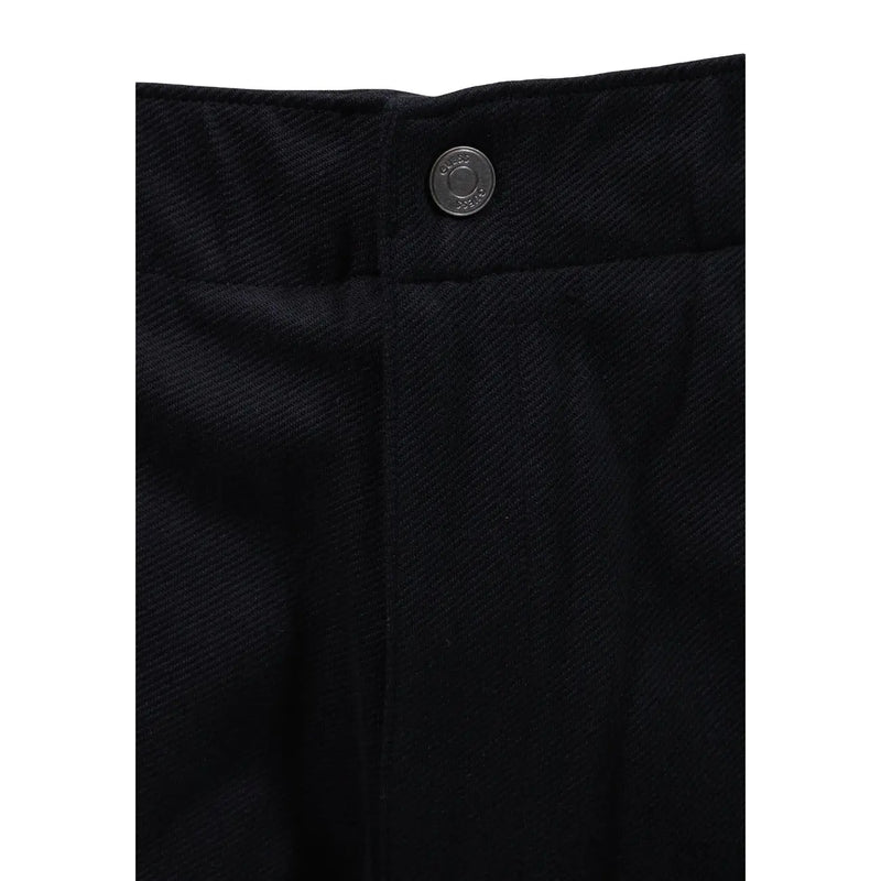 Guess men regular leg black cotton trousers with textured fabric and metallic button at the waistband