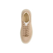Guess men sneakers beige suede low-top with white rubber sole and matching laces for sporty slip on wear