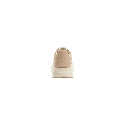 Beige suede Guess men sneakers with a sporty slip-on design and chunky off-white rubber sole