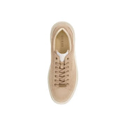 Guess men sneakers beige suede low-top with white rubber sole and matching laces for sporty slip on wear