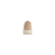 Beige suede Guess men sneakers with a sporty slip-on design and chunky off-white rubber sole