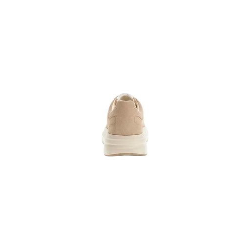 Beige suede Guess men sneakers with a sporty slip-on design and chunky off-white rubber sole