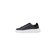 Black Guess men sneakers in leather with subtle skull pattern and white rubber sole from Elba fall winter collection