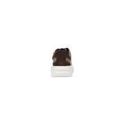Guess men sneakers in brown suede and beige pattern with white rubber sole made of polyurethane faux leather size 12