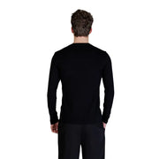 Guess men black long-sleeved crew neck sweater made of comfortable fabric suitable for casual wear