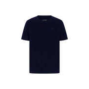 Guess men t shirt blue short sleeve cotton modal blend with dark navy blue color and subtle embroidered logo on chest