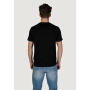 Guess men t-shirt black short-sleeved crew neck made of soft cotton fabric for comfortable casual wear