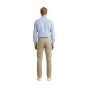 Back view of guess men trousers beige cotton blend angels slim fit chino trousers with subtle texture and logo patch