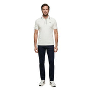 Cream-colored gant polo shirt with classic collar and subtle black trim in white short sleeve cotton blend by Guess men