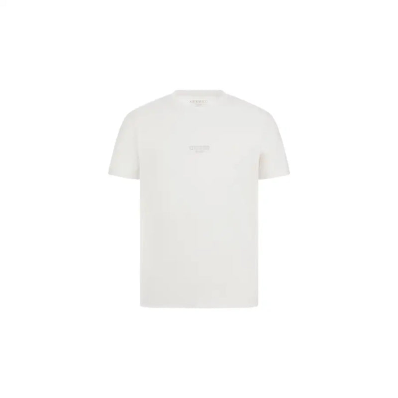 Guess Herren-Baumwollshirt mit Rundhalsausschnitt, weiß t-shirt mit minimalistischem Design und dezentem Brustlogo