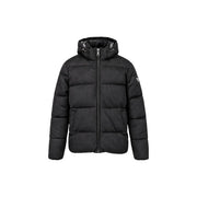 Guess Doudoune en daim noir pour femme, matelassée et à capuche, vue de face